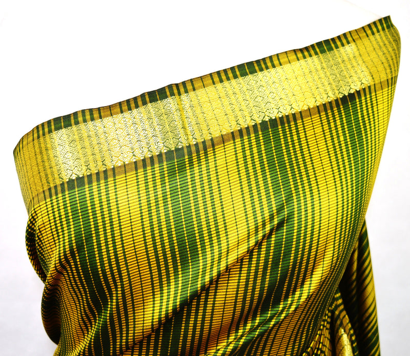 Green & Gold  Narashimma Dubion Art  Saree