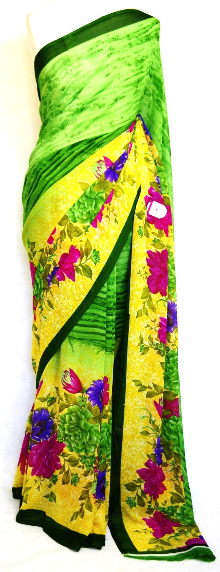Russion 3 Star Green Fancy Saree With Blouse Piece