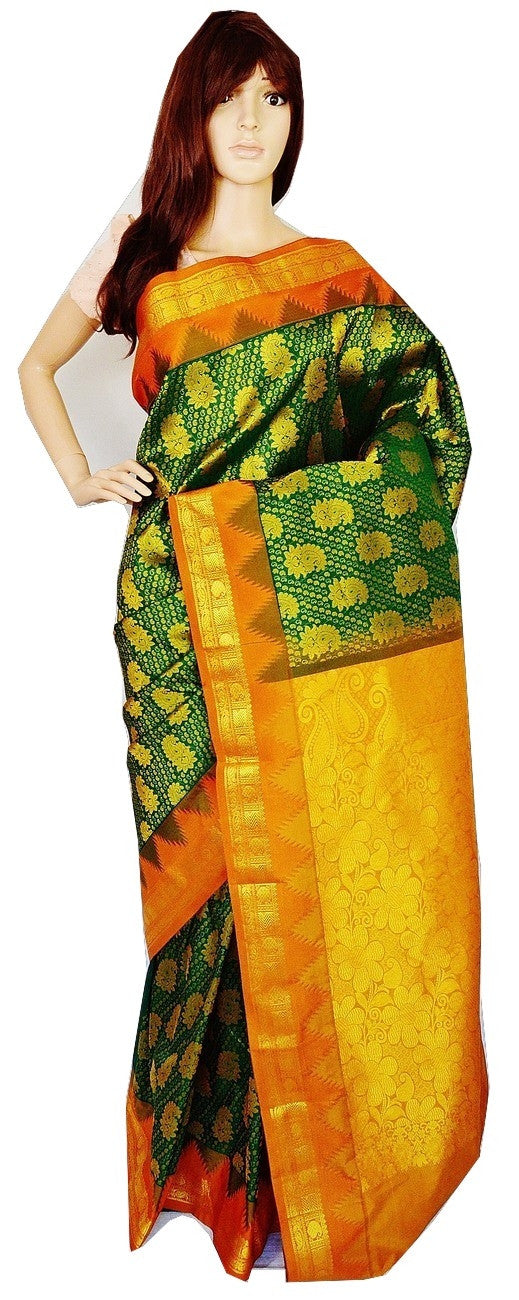 Green Colour Kanchipuram Pattu  Silk Saree