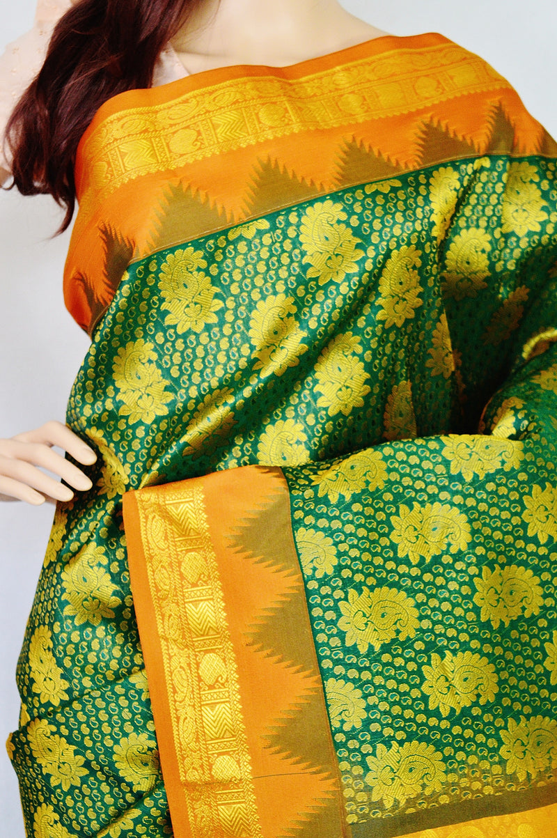 Green Colour Kanchipuram Pattu  Silk Saree