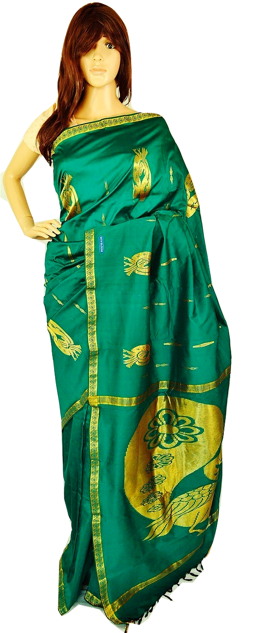 Gorgeous Green Mini Kanchi Silk Saree