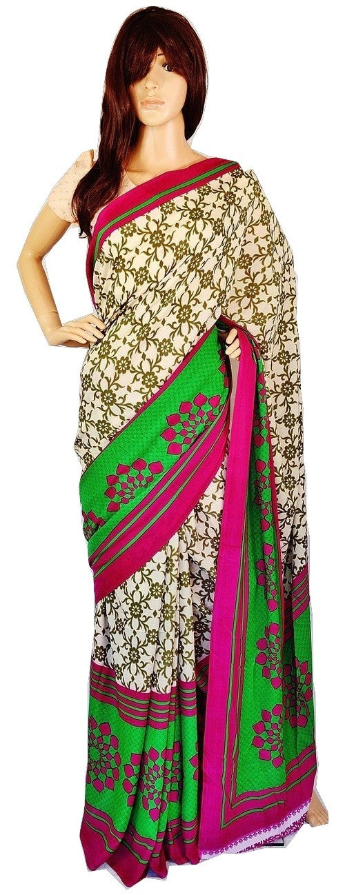 Butter Colour & Magenta Kaangana Fancy Saree