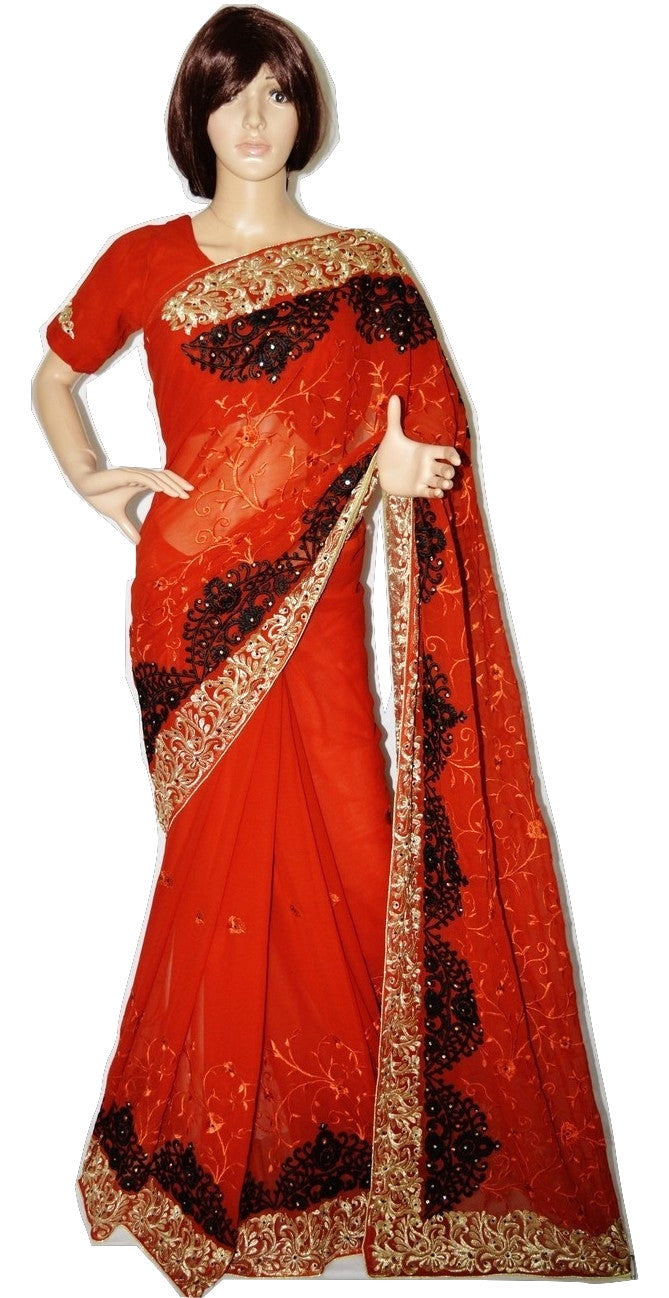 Designer Partywear Saree With Prestitched Blouse