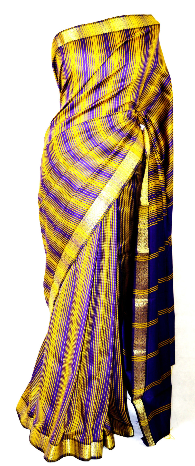 Purple & Gold Narashimma Dubion Art  Saree