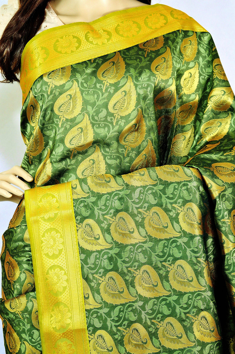 Pleasing Green  & Gold  Kanchipuram Silk Saree