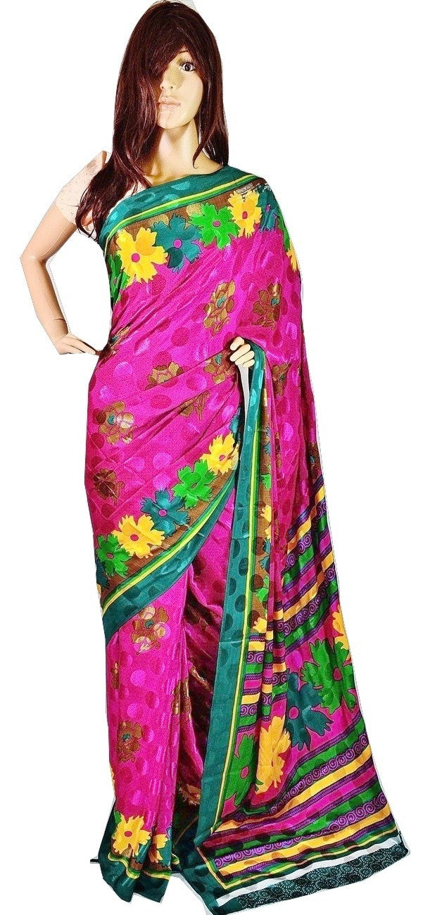 Magenta & Multi Colour Balika Vadha Crepe Silk Saree
