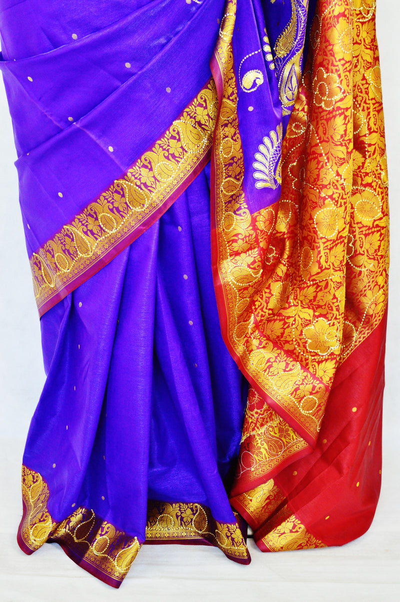 Beautiful Purple &Maroon Colour Banaras Silk Saree