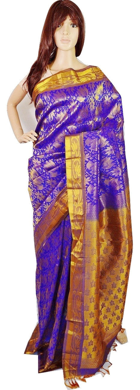 Purple Colour Kanchipuram Pattu Silk Saree