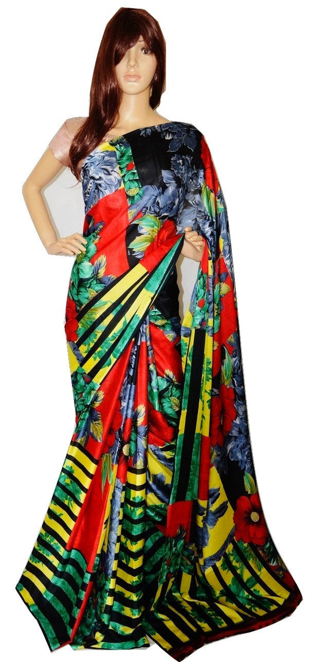 Crepe Silk  Floral  Designer Fancy Saree