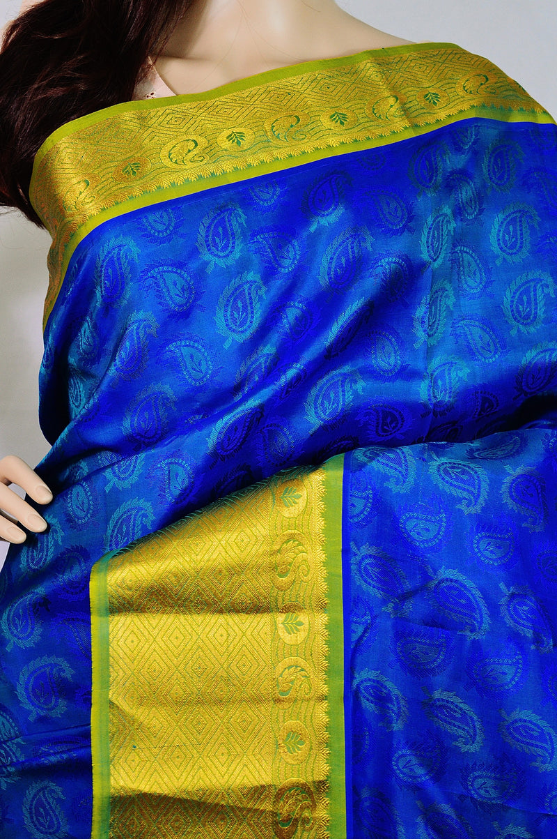 Green Shade Blue & Green  Kanchipuram Silk Saree