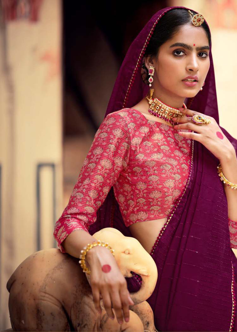 Linen Silk Saree with weaving Thread work