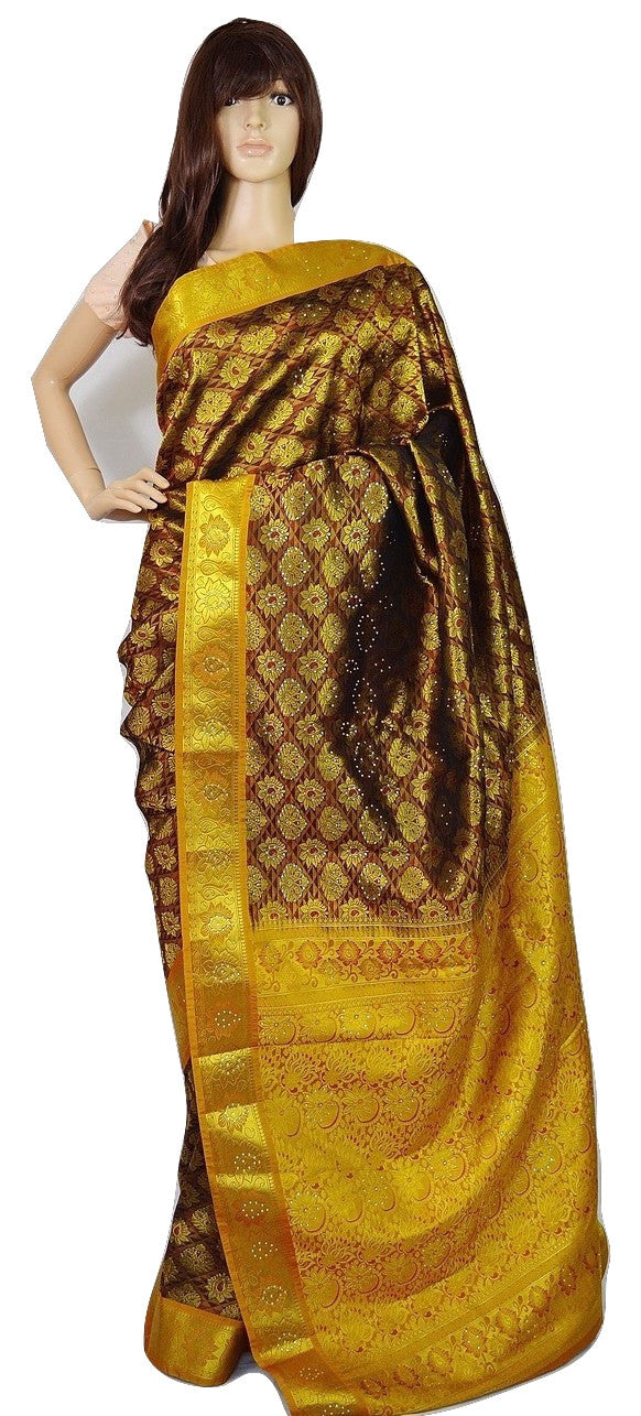 Gorgeous  Kanchipuram Silk Saree With Stones