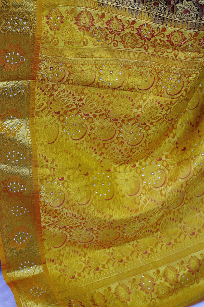 Gorgeous  Kanchipuram Silk Saree With Stones