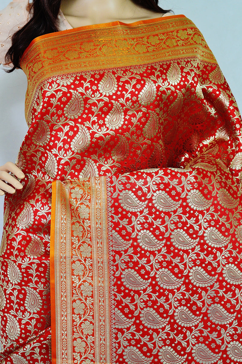 Banaras Saree With Attached Blouse piece
