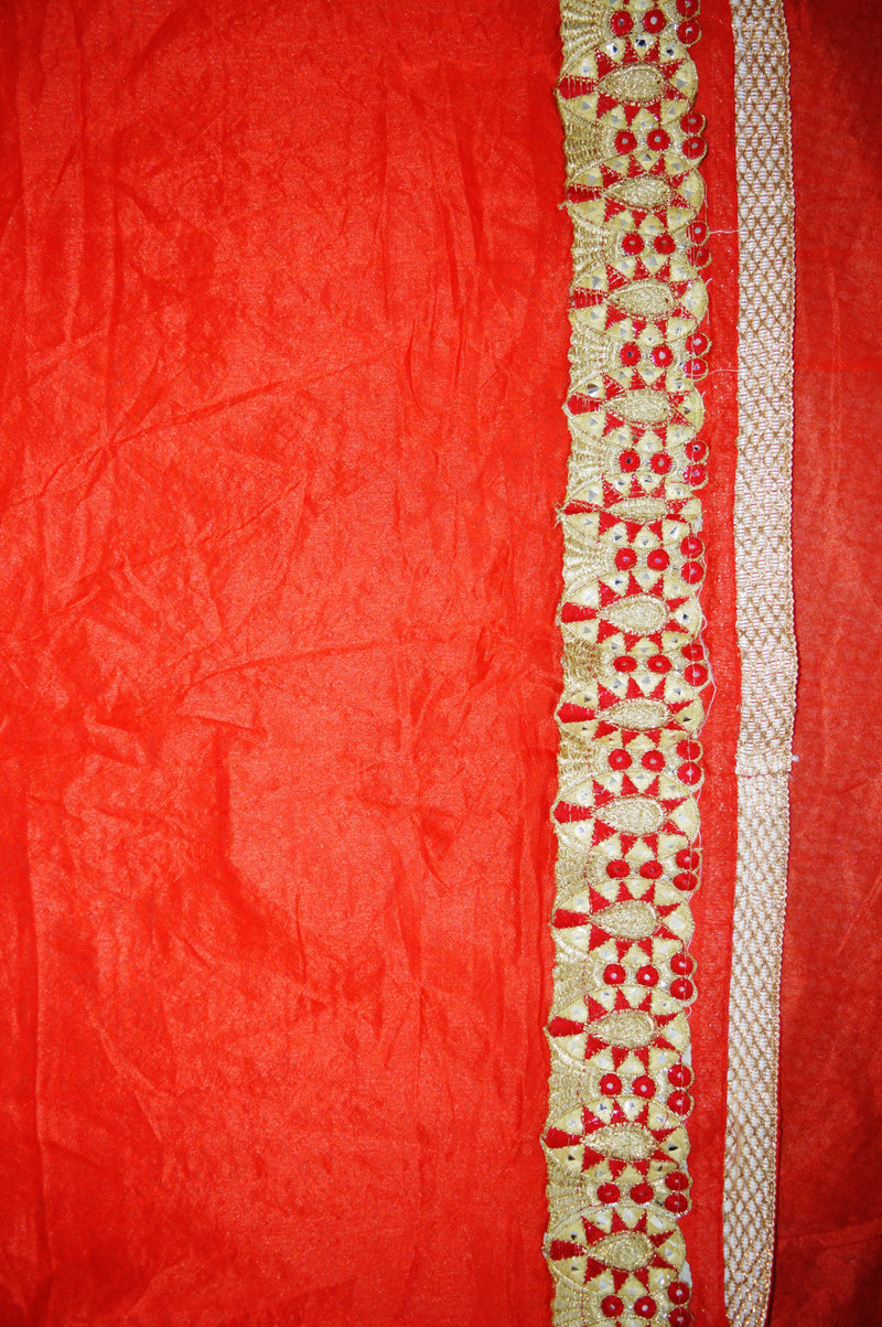 Gorgeous Red,Beige & Gold Colour Party Wear Saree