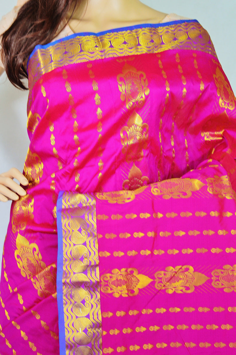 Magenta Colour Kanchipuram Silk Saree