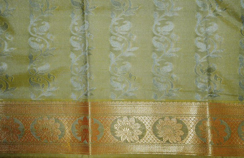 Pleasing Green  & Gold  Kanchipuram Silk Saree