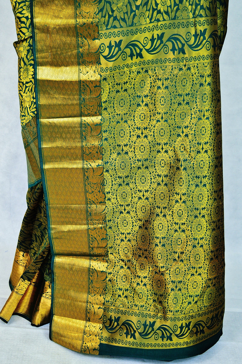 Green & Gold Kanchipuram Pattu Silk Saree