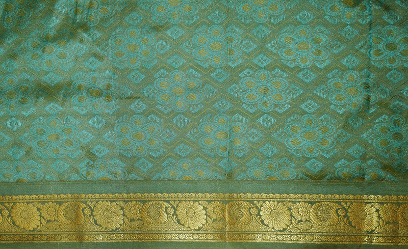 Light Green,Dark Green & Gold  Kanchipuram Silk Saree