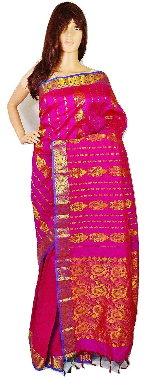 Magenta Colour Kanchipuram Silk Saree