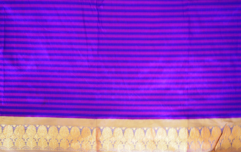 Gorgeous Purple  & Gold Stripe  Silk Saree