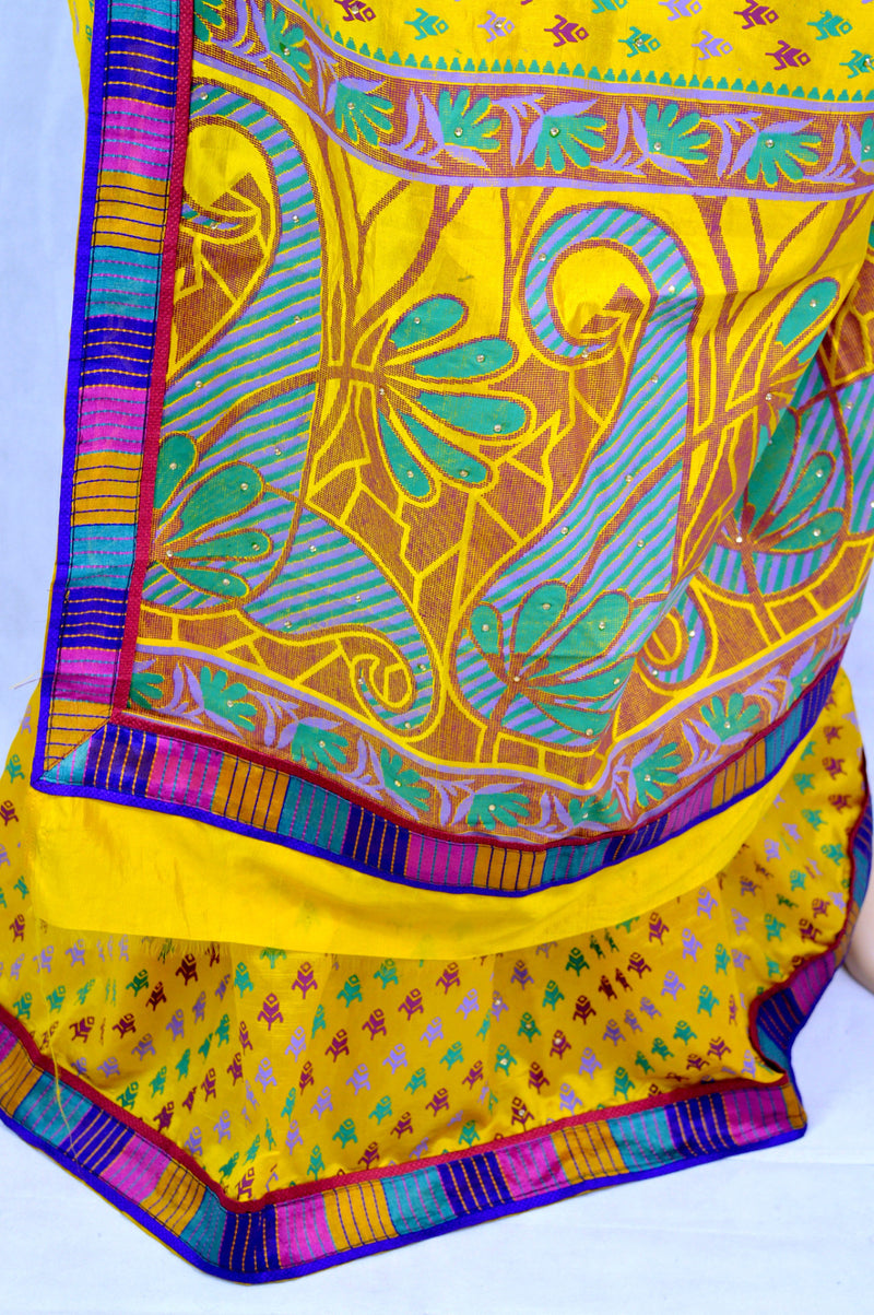 Beautiful Yellow Colour Art Silk Saree
