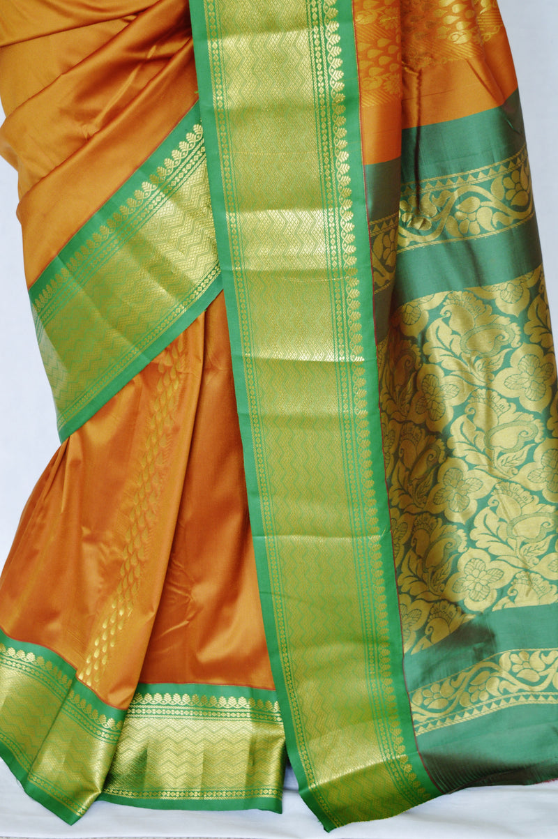 Copper Brown & Green Colour Aparna  Silk Saree