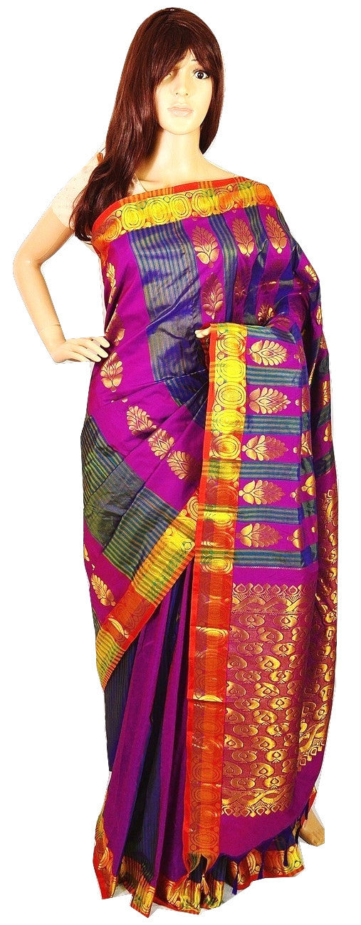 Purple Colour  Kanchipuram  Silk Saree