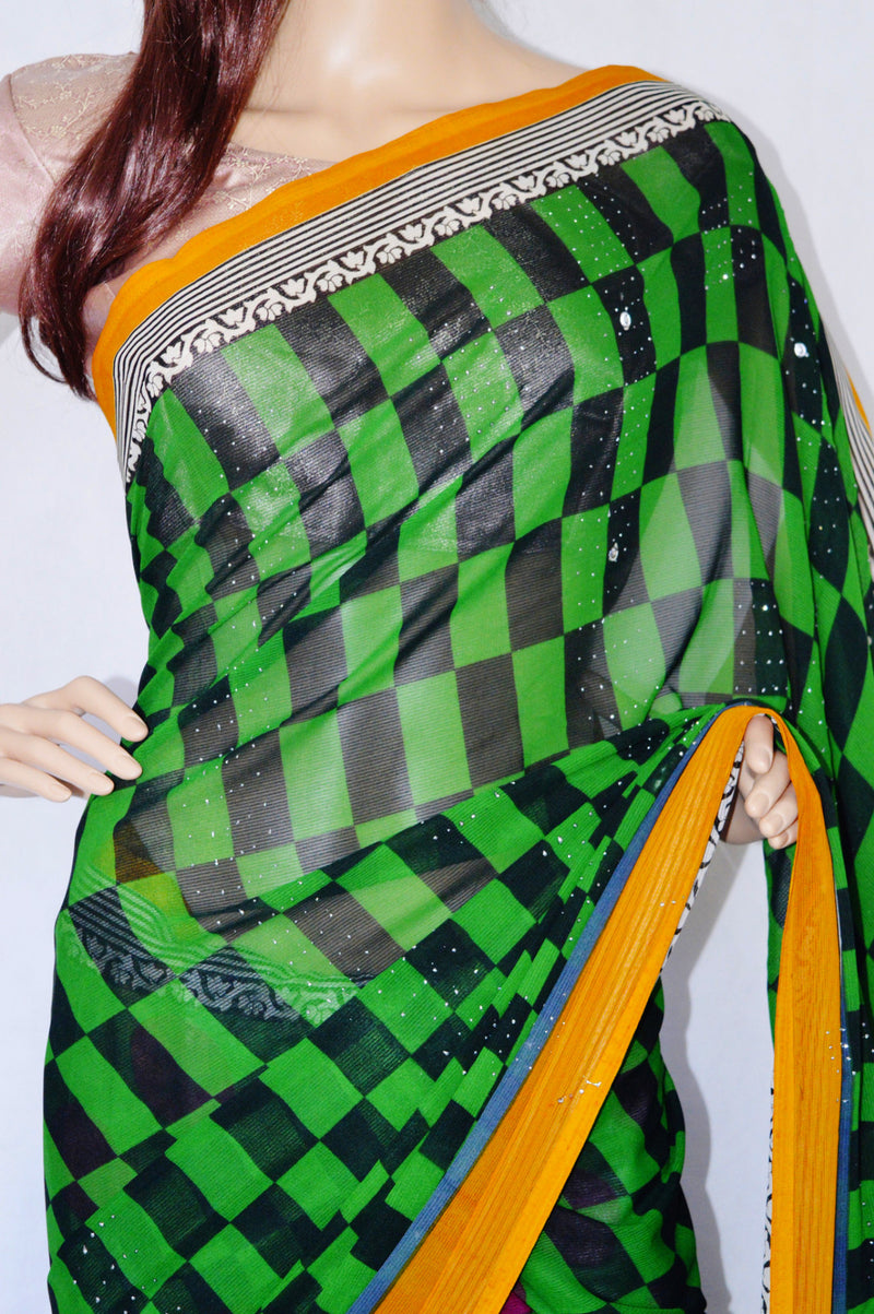 Green Exclusive Saree With Bindi Works