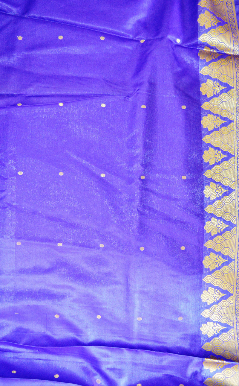 Brown & Purple Sequins Work Banaras Silk Saree