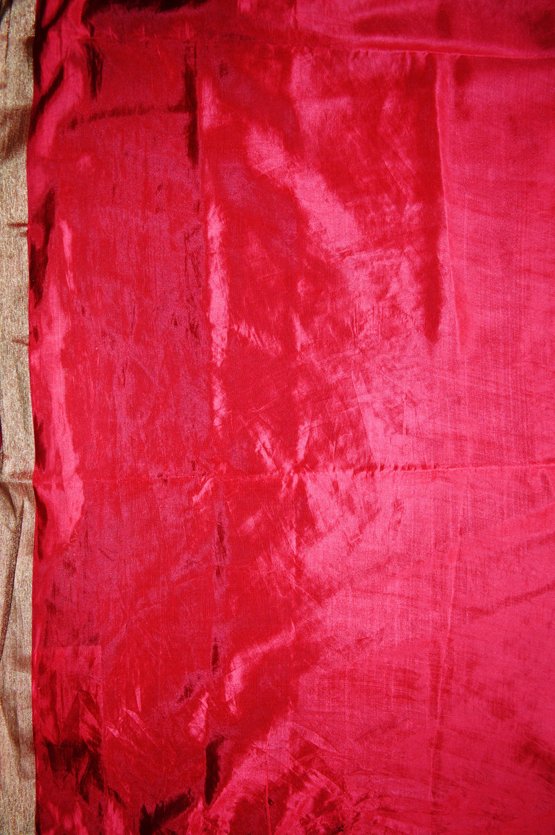 Maroon  & Gold Pure Raw Silk  Saree