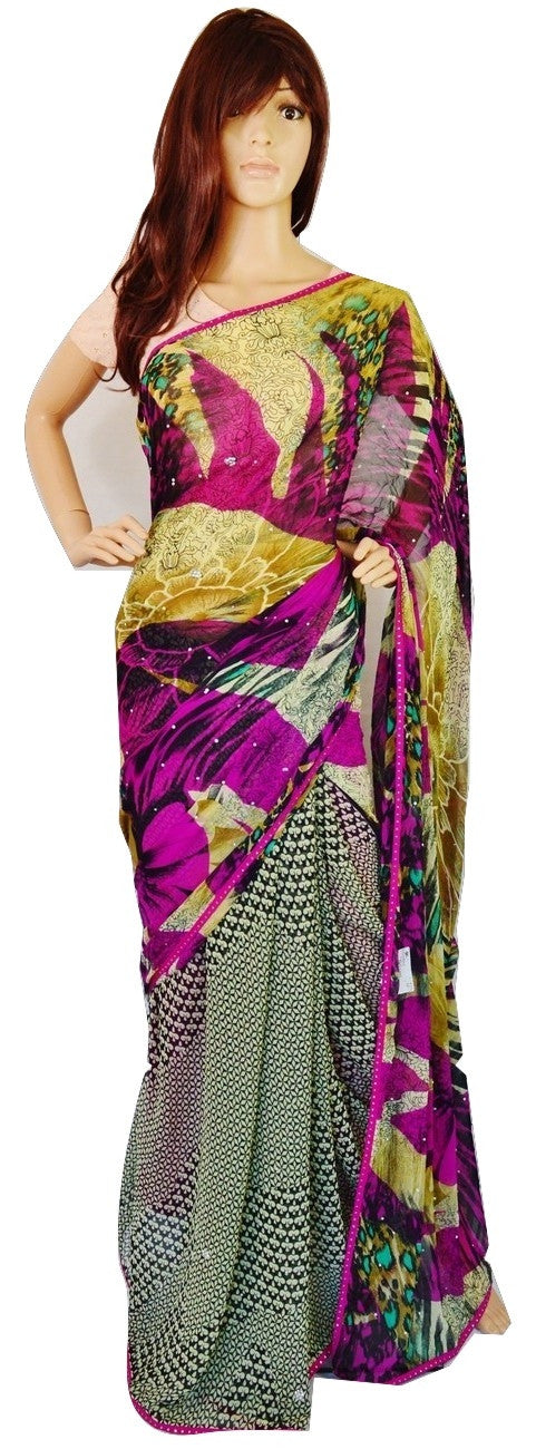 Gorgeous Black & Multi Colour Exclusive Fancy Saree