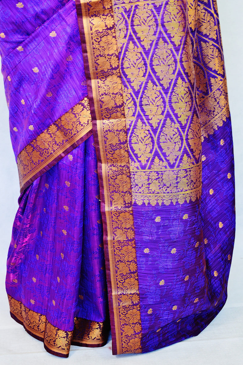 Gold ,Purple Net  Thread Fancy Saree