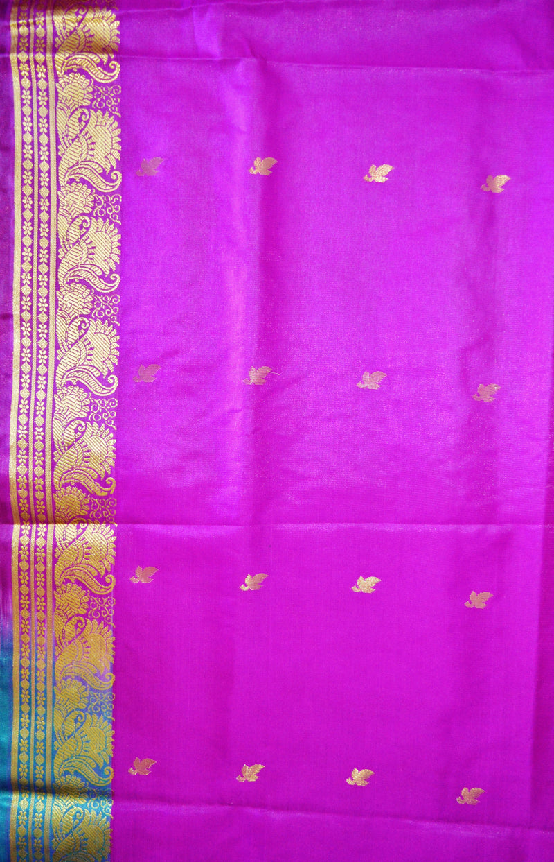 Mustard & Purple Colour Banaras Silk Saree