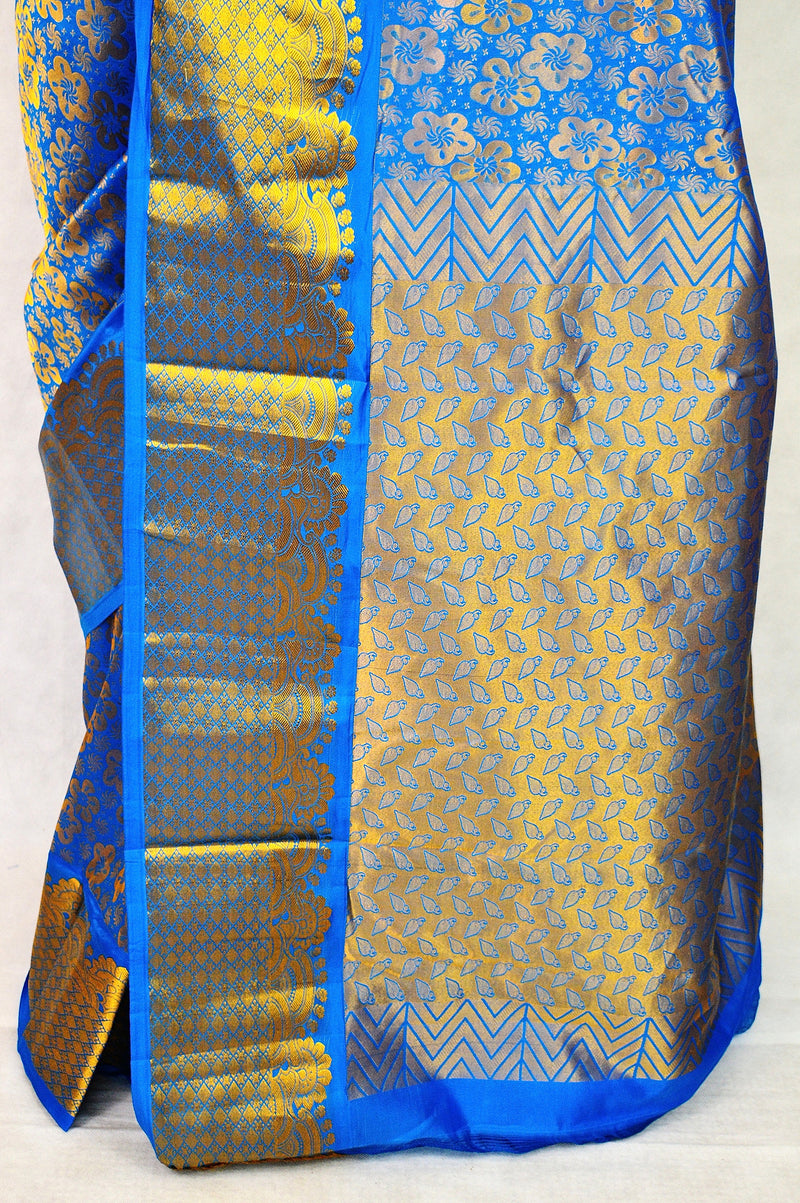 Blue & Gold Kanchipuram Pattu Silk Saree