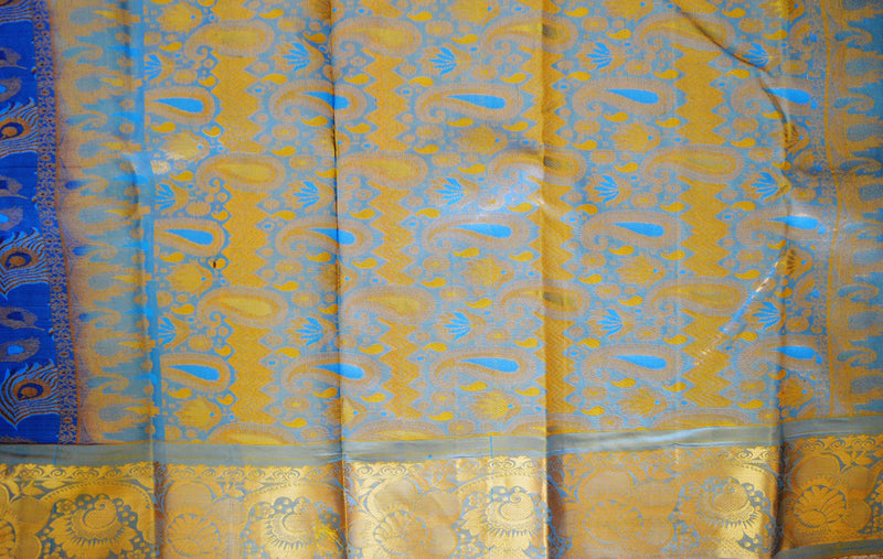 Blue Colour Kanchipuram Silk Saree