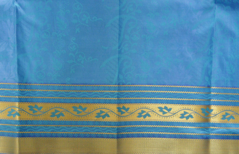 Mint, Blue Colour & Gold Kanchipuram Silk  Saree