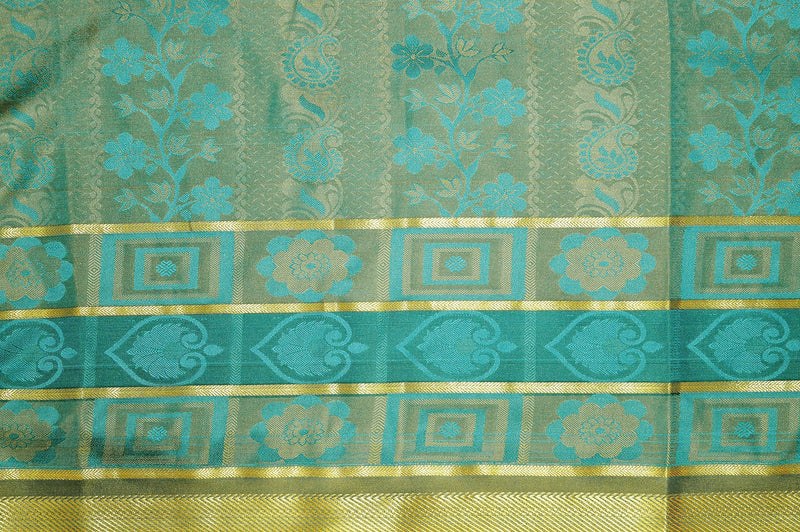 Dark Green & Gold Colour Kanchipuram Silk  Saree