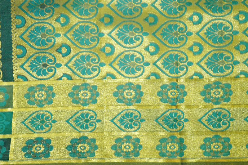 Dark Green & Gold Colour Kanchipuram Silk  Saree