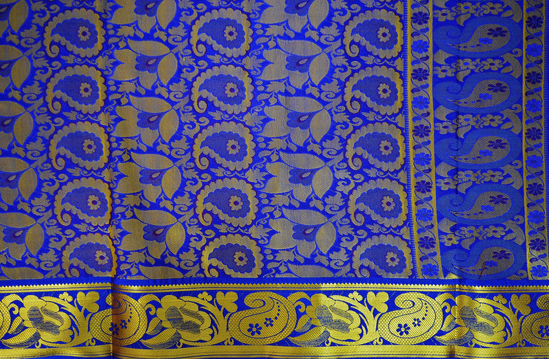 Pink, Blue & Gold  Kanchipuram Silk Saree