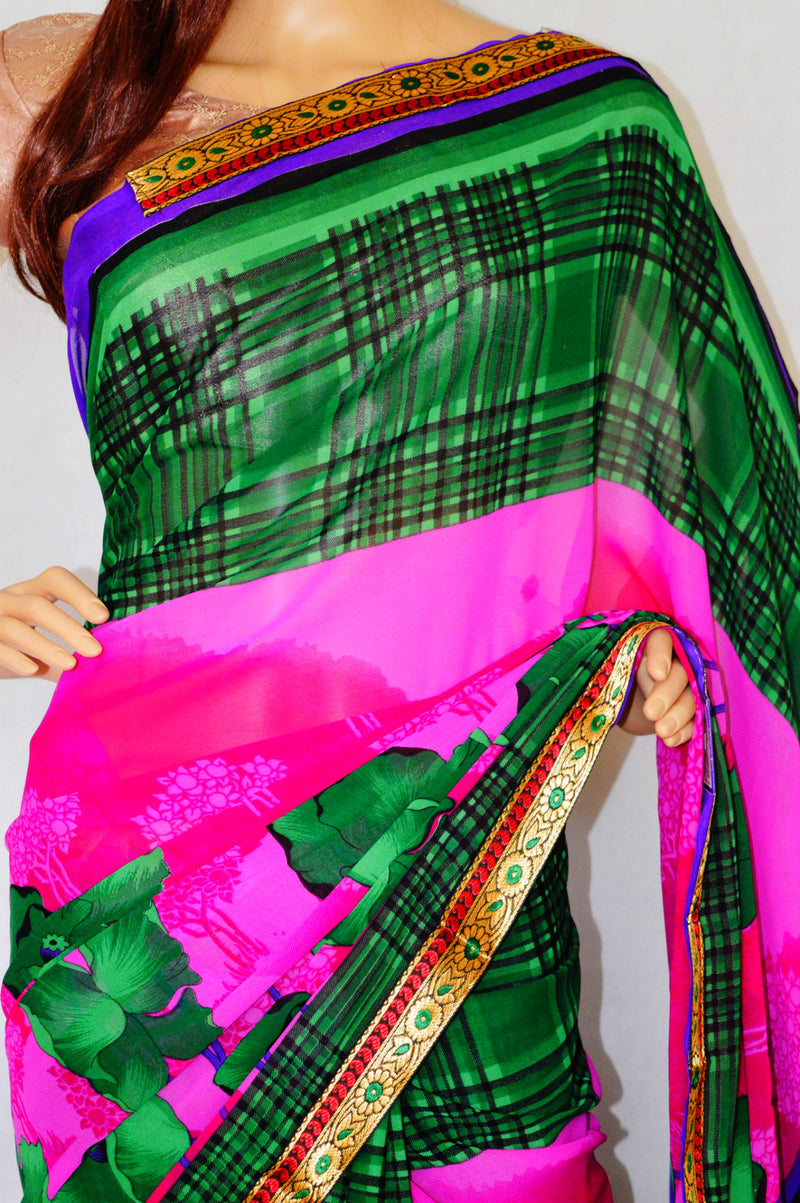 Soft  Georgette Saree With Attached Blouse Piece