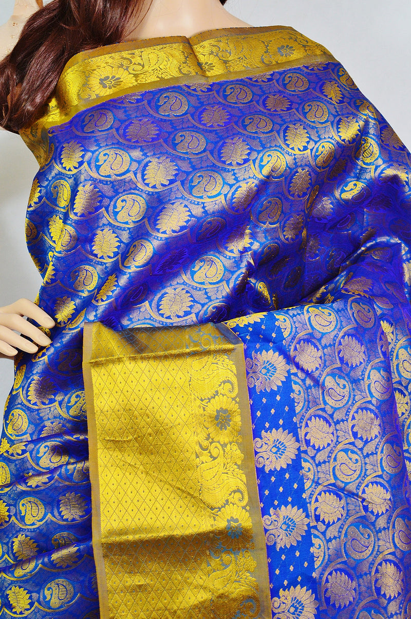 Blue & Gold Kanchipuram Pattu Silk Saree