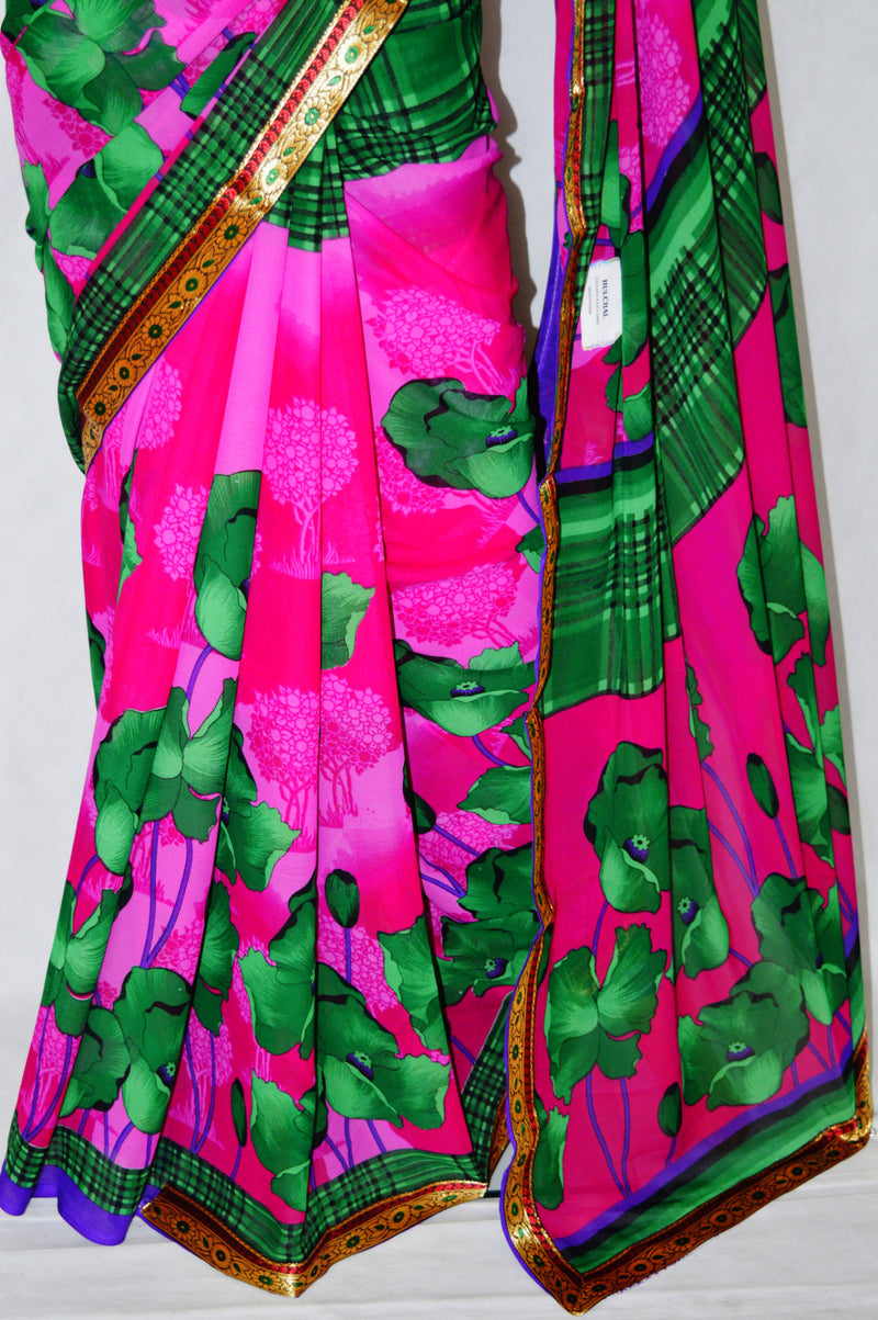 Soft  Georgette Saree With Attached Blouse Piece