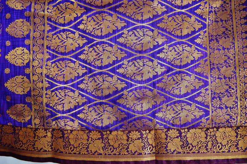 Gold ,Purple Net  Thread Fancy Saree