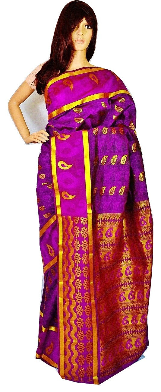 Magenta Colour  Kanchipuram Silk Saree