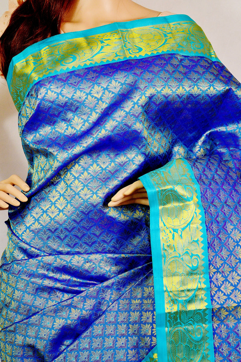 Blue Colour  Kanchipuram Pattu Silk Saree