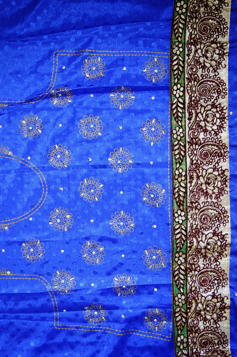 Blue Colour With Stone & Beads  Work  Saree