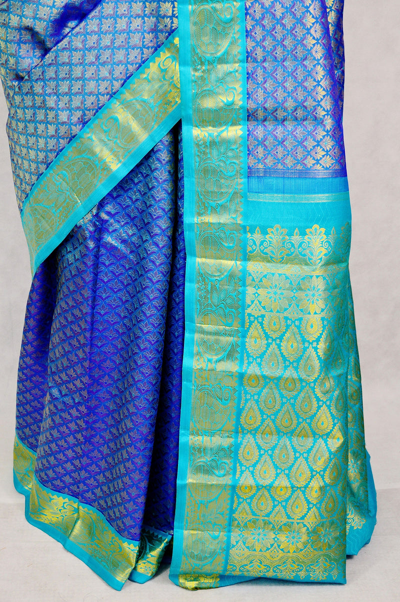 Blue Colour  Kanchipuram Pattu Silk Saree