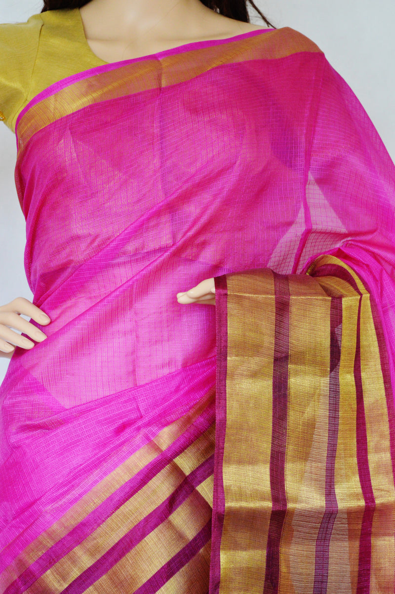 Pink,Plum & Gold Colour Manipuri Saree