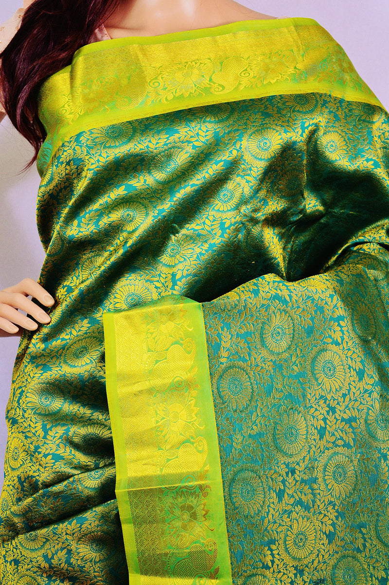 Beautiful Green Kanchipuram Pattu Silk Saree